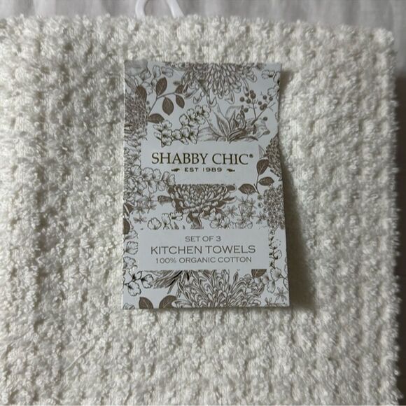 SHABBY CHIC White Pink Gingham Ivory Multi Quilted Pumpkin Ruffle Tea Towel Set - Picture 3 of 10